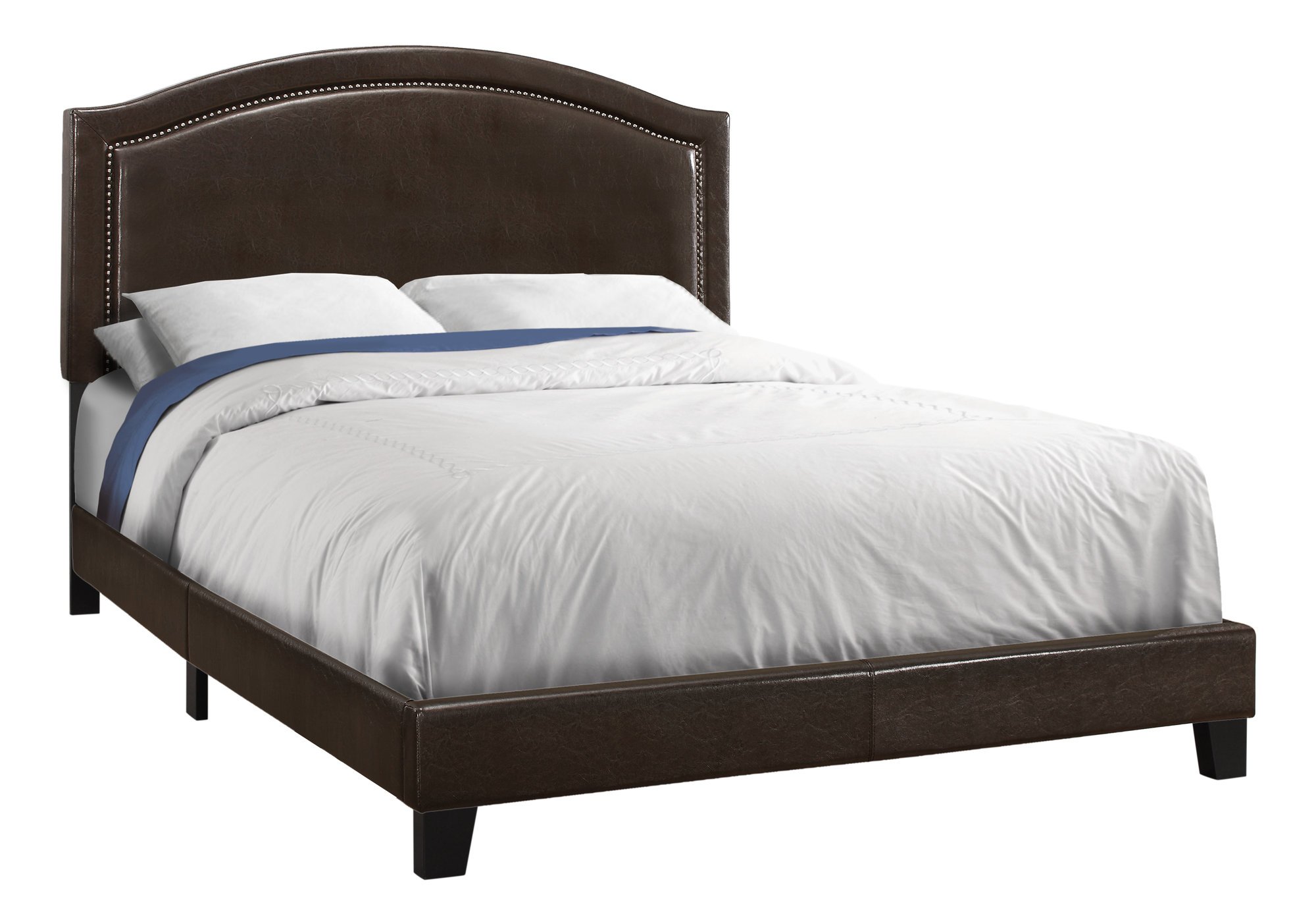 Grey foam solid wood linen queen size bed with contemporary design, featuring plush upholstery and sturdy frame.