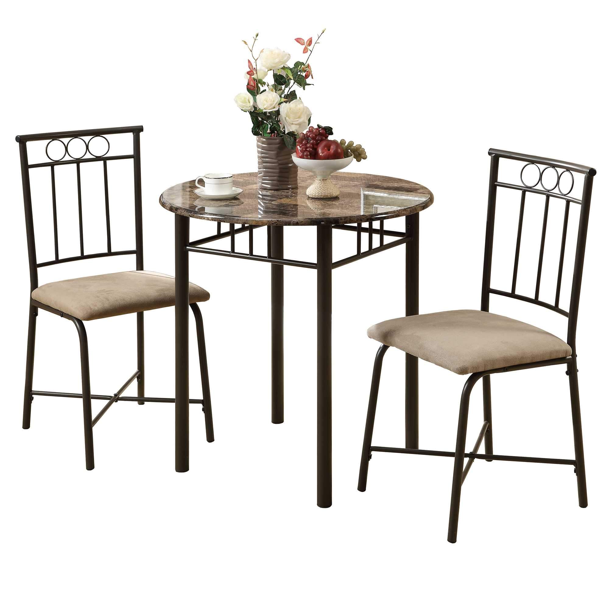 Elegant 3-piece dining set in cappuccino, beige, and brown colors featuring a modern design with metal and foam materials.