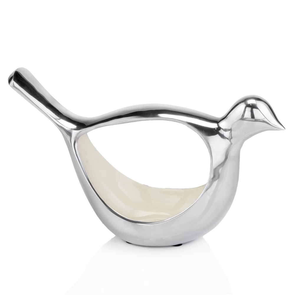 A beautifully crafted buffed large dove bowl made of high-grade aluminum, showcasing its elegant design and modern style.