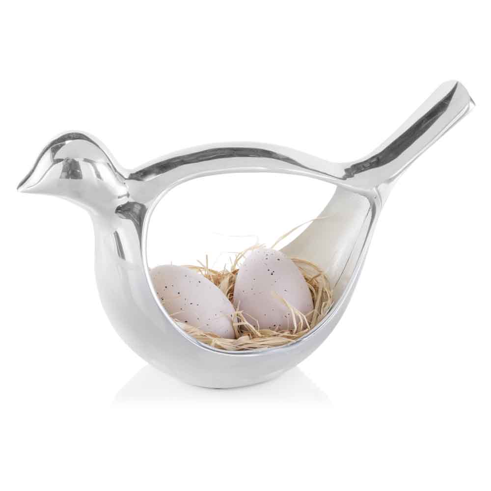 A beautifully crafted buffed large dove bowl made of high-grade aluminum, showcasing its elegant design and modern style.