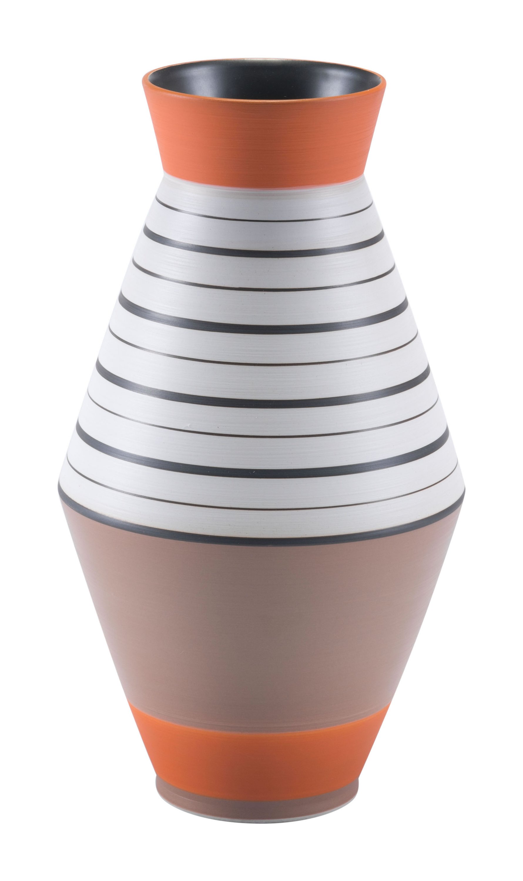 A vibrant multicolor ceramic small vase in a trapezoid shape, perfect for floral arrangements or as a decorative accent piece.