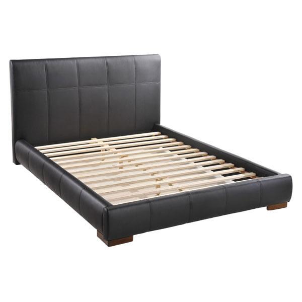 Queen Black Amelie Bed featuring luxurious leatherette quilting and a stylish platform design, perfect for modern bedrooms.