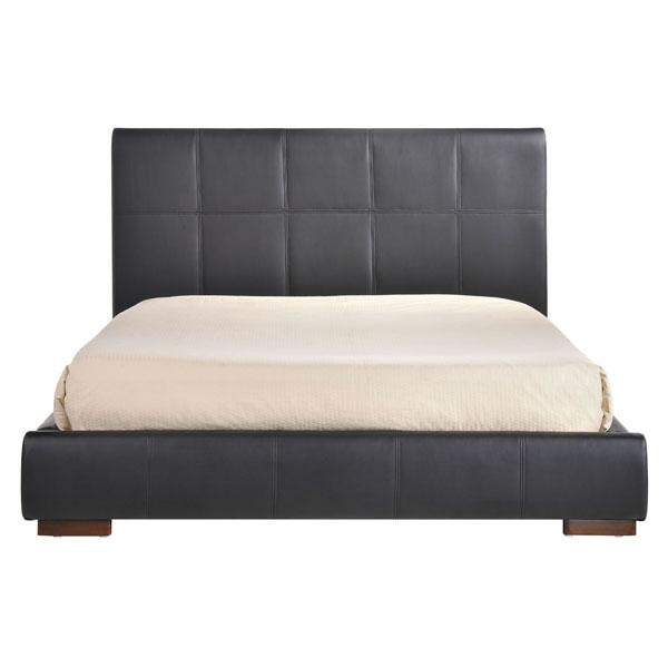 Queen Black Amelie Bed featuring luxurious leatherette quilting and a stylish platform design, perfect for modern bedrooms.