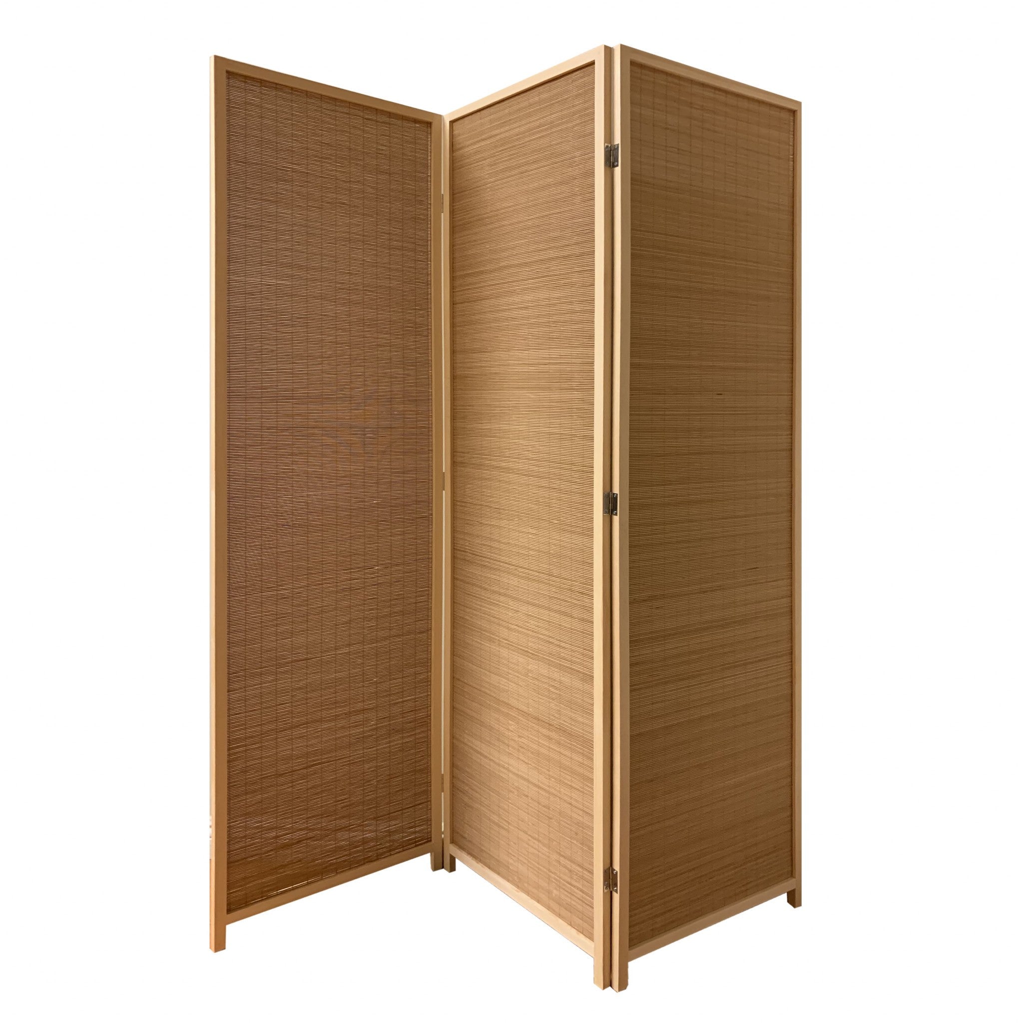 A stylish 6-inch light bamboo 3 panel room divider screen, showcasing its natural finish and contemporary design, perfect for home decor.