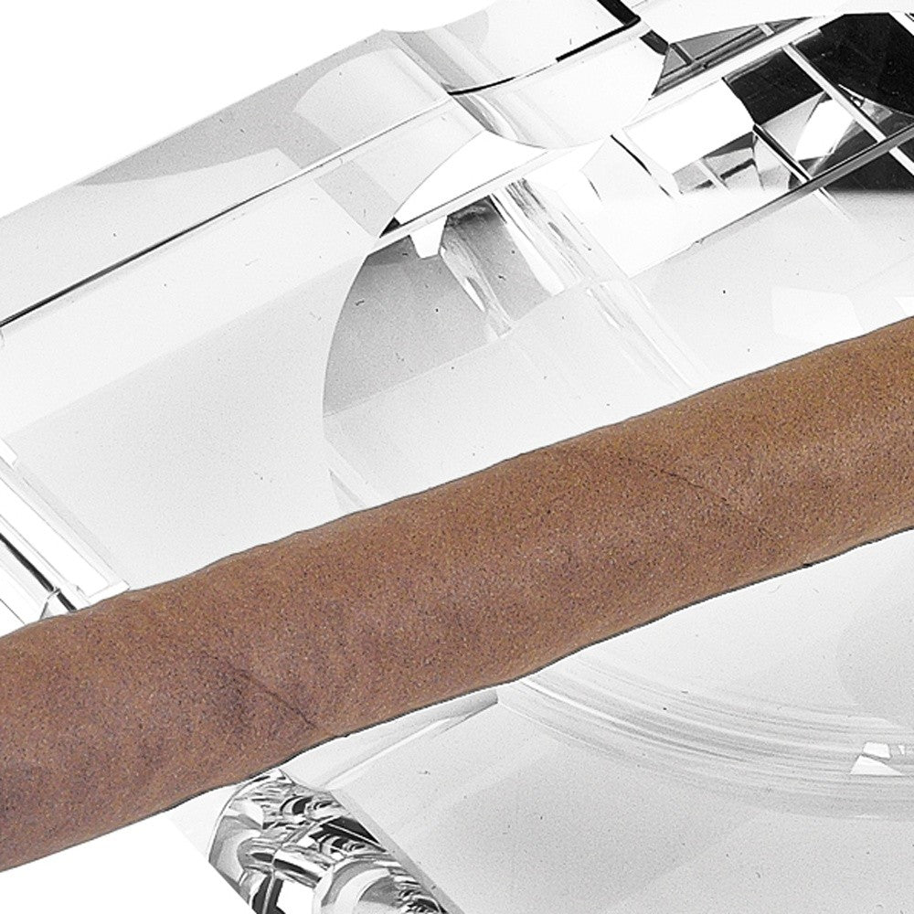 Handcrafted square crystal cigar ash tray with elegant design, clear color, and sturdy build, perfect for indoor and outdoor use.