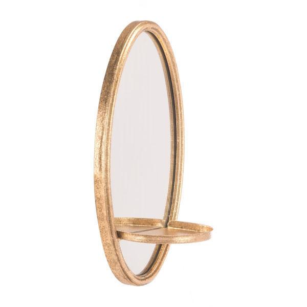 Elegant gold mirror wall decor with round frame, perfect for home decoration.