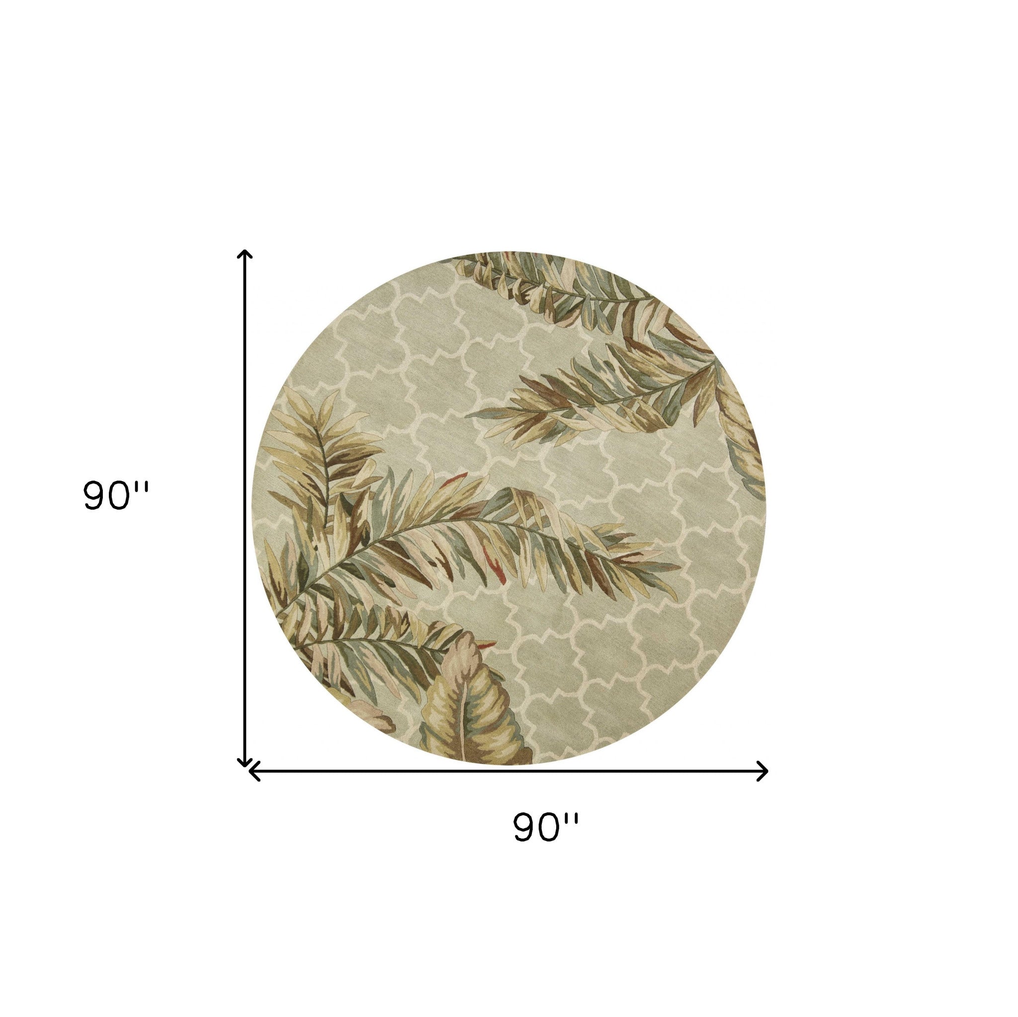 A beautiful 7-inch round wool sage area rug featuring floral designs, perfect for enhancing modern home decor.