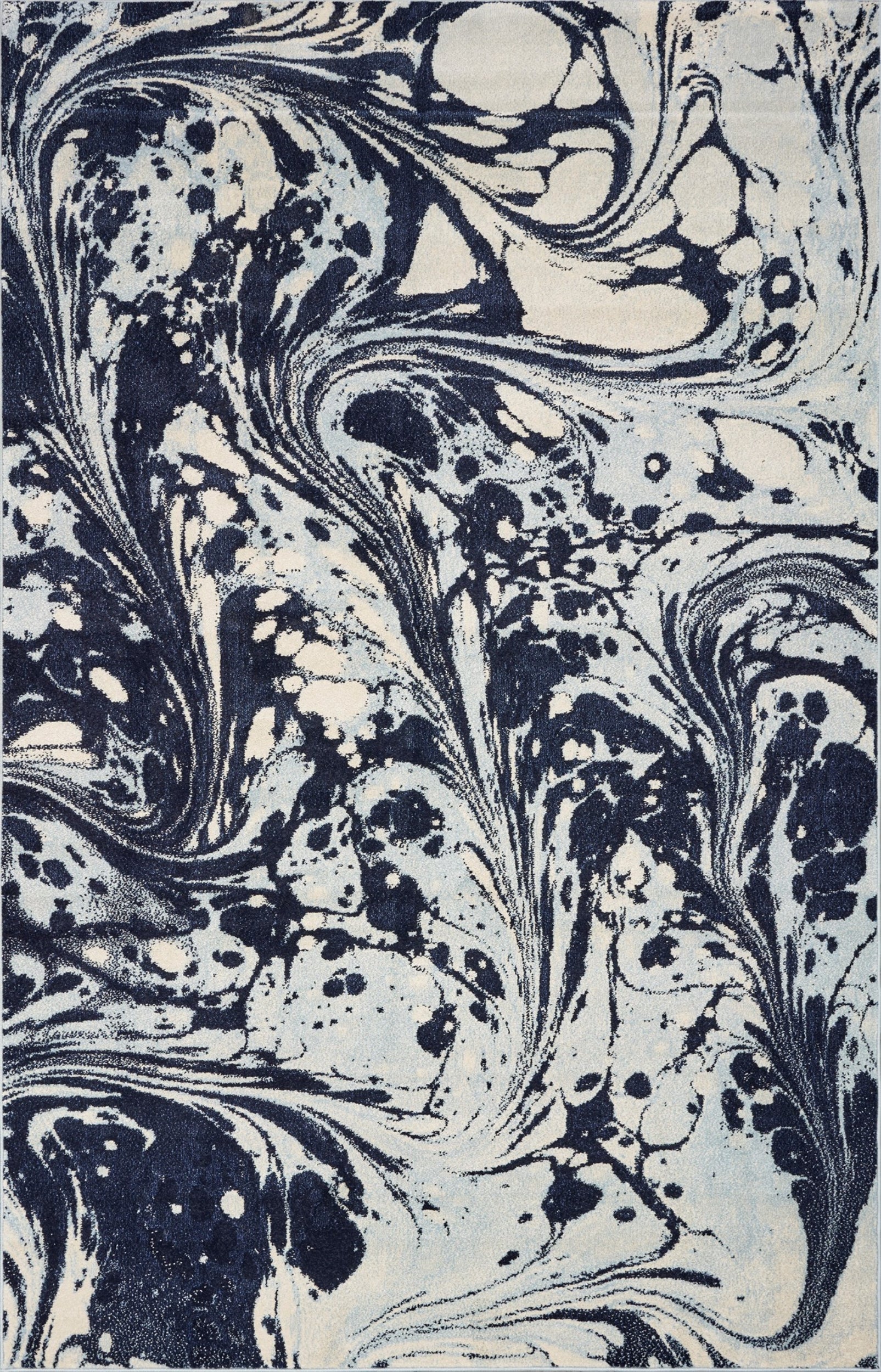 7x10 blue machine woven abstract indoor area rug featuring unique watercolor designs and a soft pile height, perfect for living rooms.