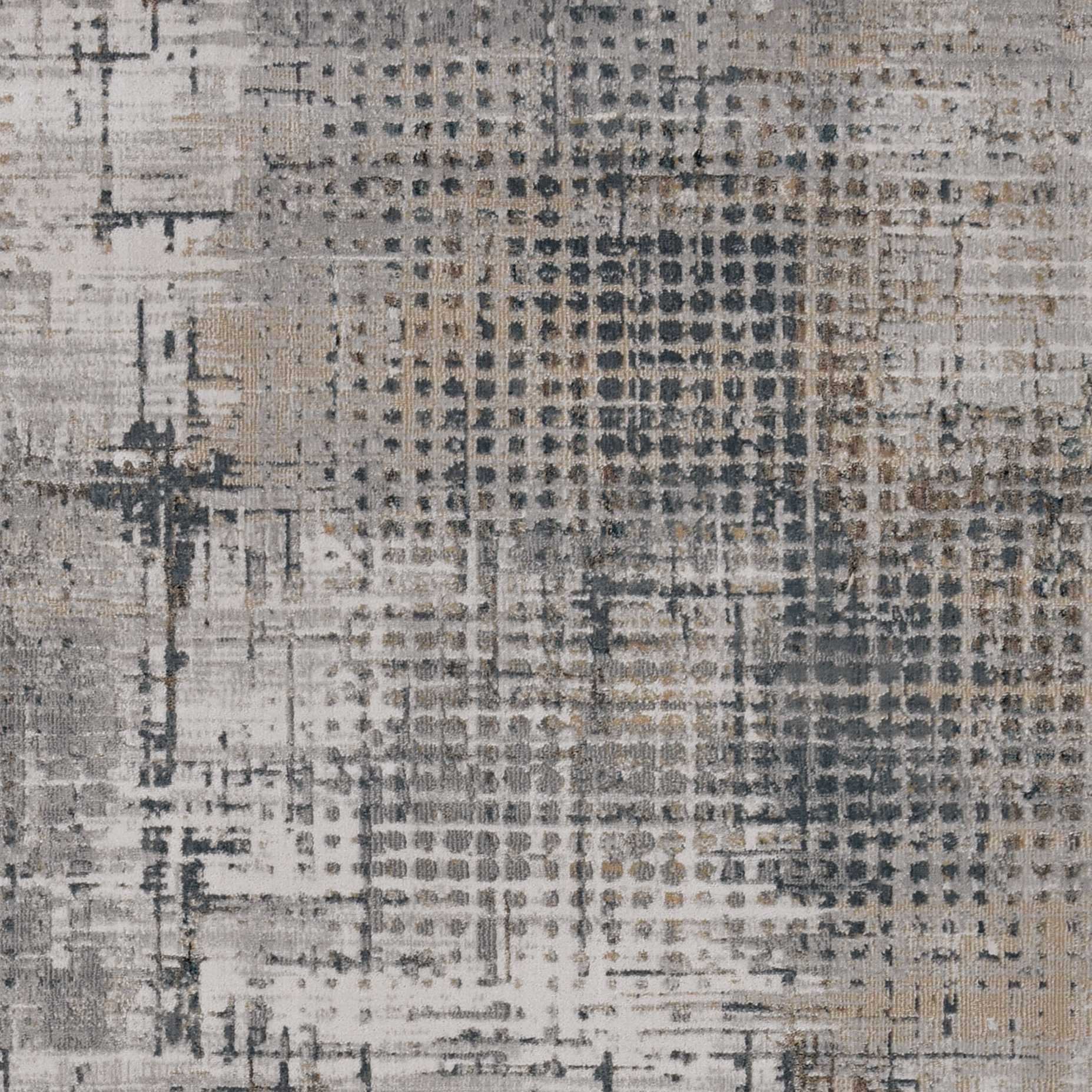 7 inches x 10 inches ivory grey machine woven abstract scratch indoor area rug with metallic accents, perfect for living rooms.