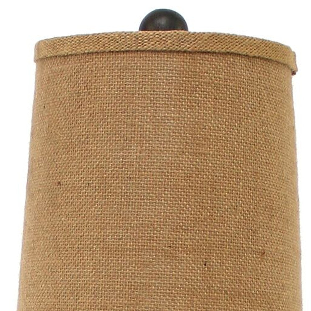 A stylish 29-inch bronze minimalist accent table lamp with a khaki linen cone shade, perfect for home decor.