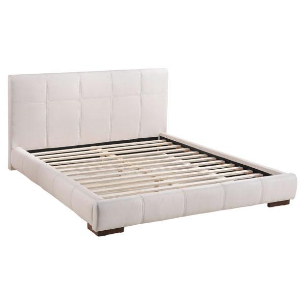 Luxurious King White Bed with leatherette quilting and sturdy support, elegantly designed for modern bedrooms.