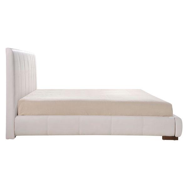 Luxurious King White Bed with leatherette quilting and sturdy support, elegantly designed for modern bedrooms.