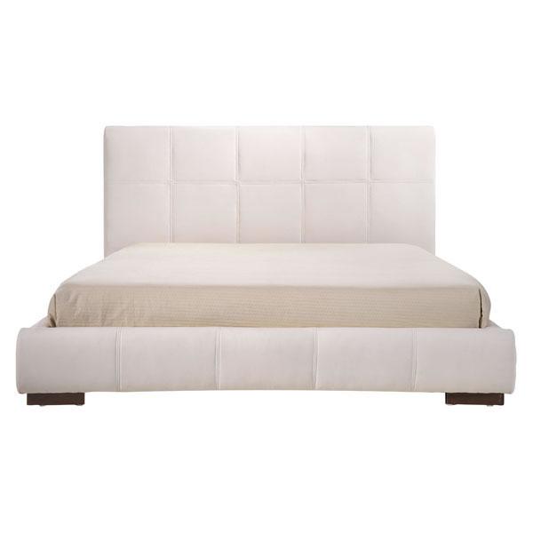 Luxurious King White Bed with leatherette quilting and sturdy support, elegantly designed for modern bedrooms.