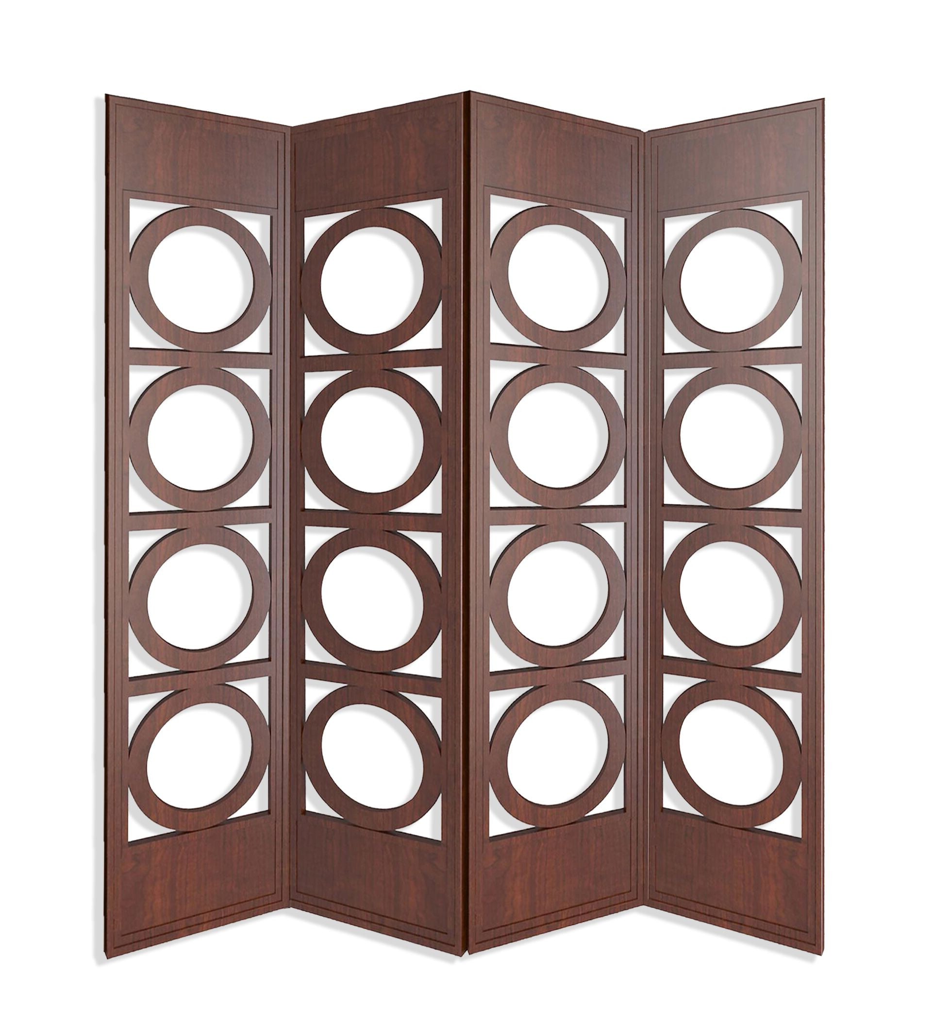 A beautifully crafted 84-inch brown 4 panel wood screen, showcasing its contemporary design and hand-painted finish.