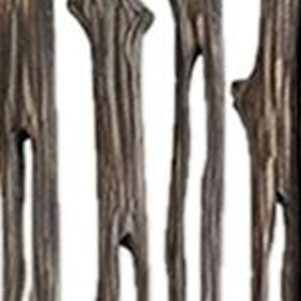 A stylish 4-panel room divider in weathered brown wood featuring a unique tree branch design, perfect for modern decor.