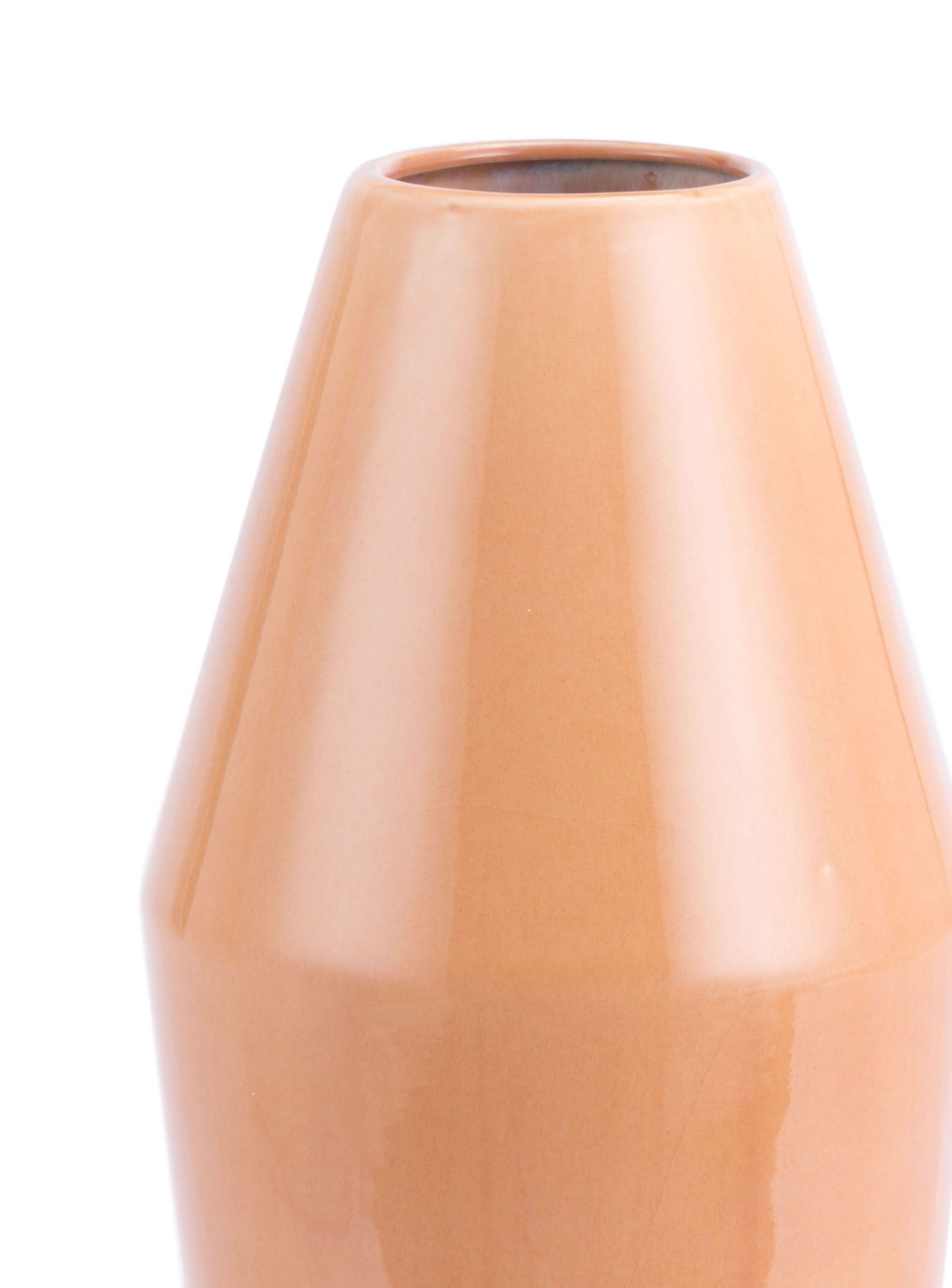 Large light orange ceramic vase with earthy textured base, perfect for home decor.