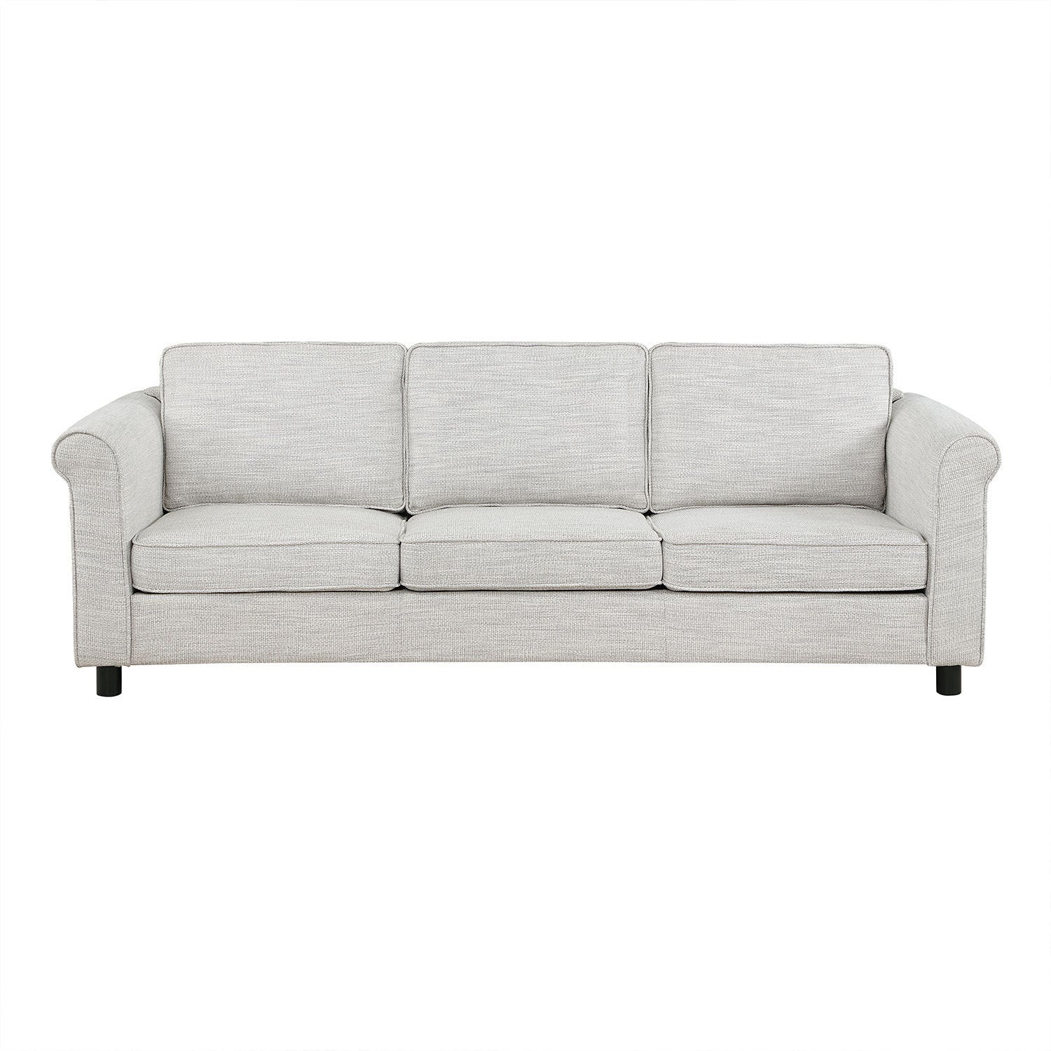 89.37-inch 3-seater upholstered sofa in bishop beige, showcasing its elegant design and fabric upholstery.