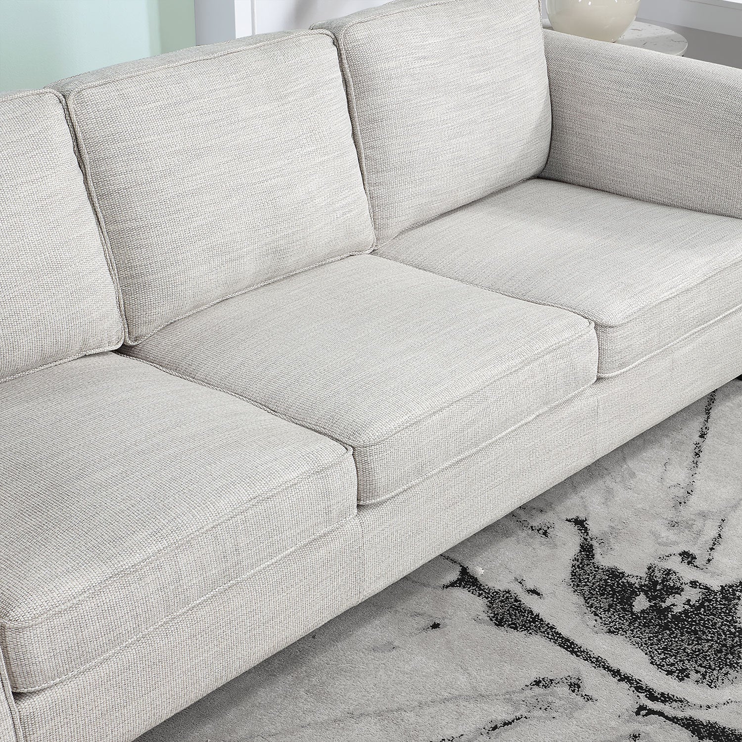 89.37-inch 3-seater upholstered sofa in bishop beige, showcasing its elegant design and fabric upholstery.