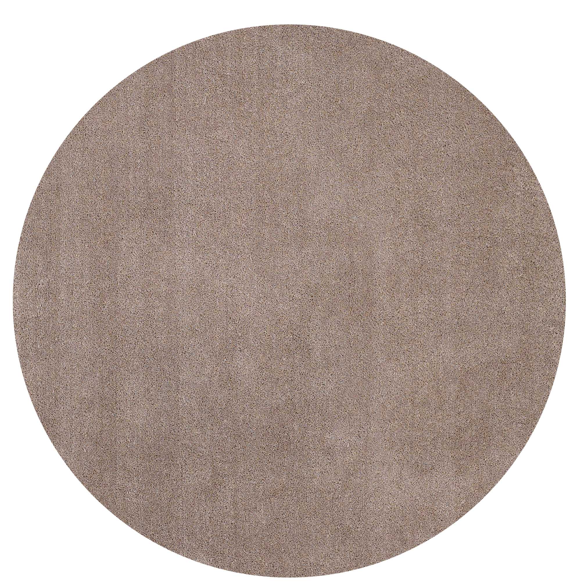 8-inch beige round indoor shag rug with plush texture, perfect for enhancing home decor.