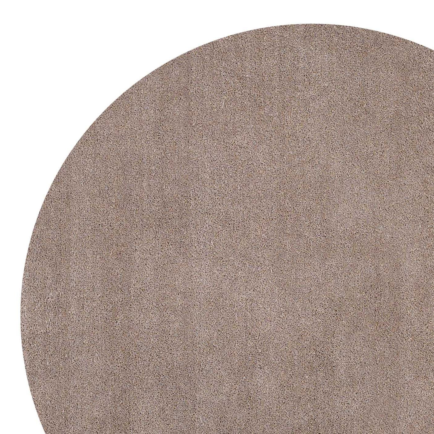 8-inch beige round indoor shag rug with plush texture, perfect for enhancing home decor.