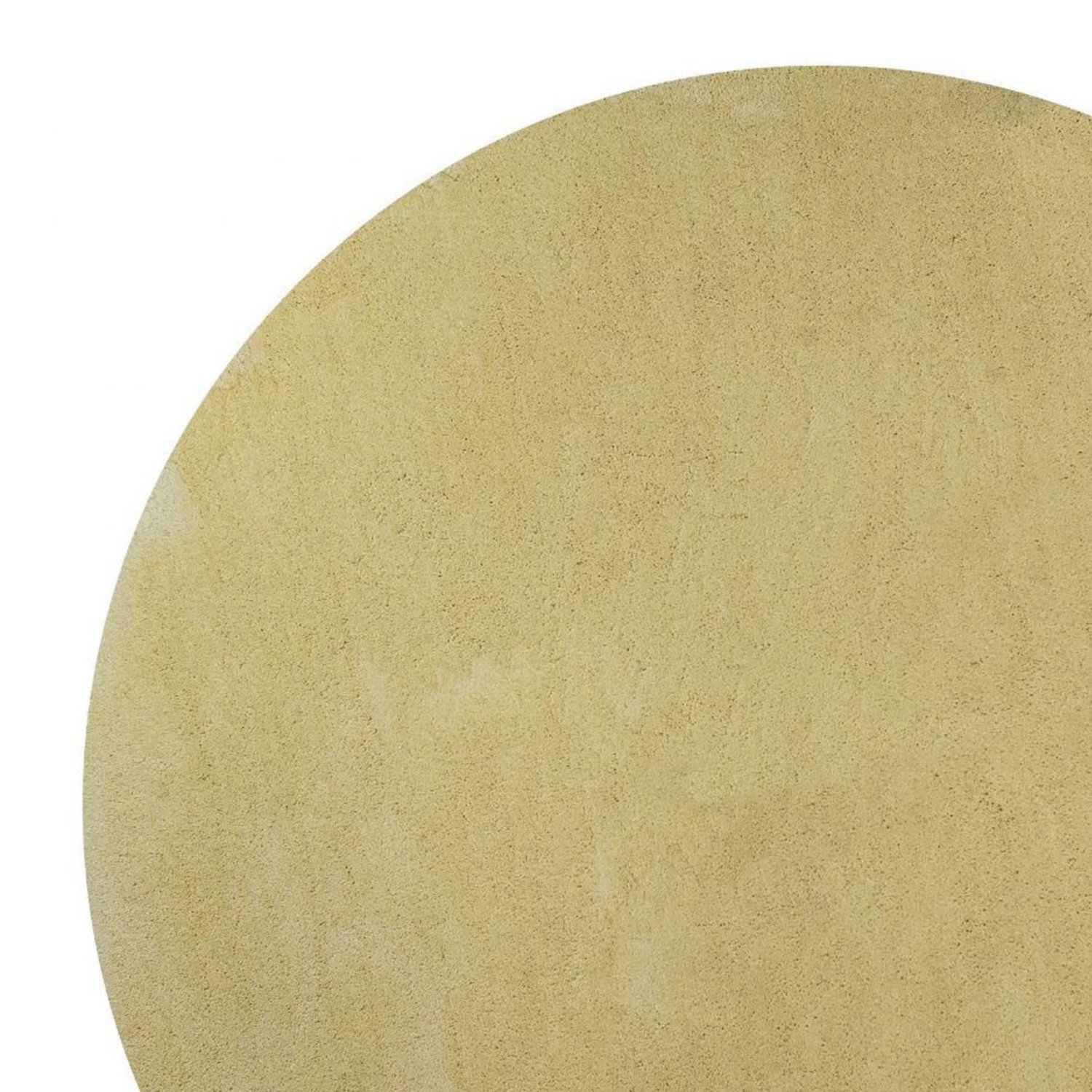 A vibrant 8-inch round canary yellow shag rug, showcasing its soft texture and bright color, perfect for indoor spaces.