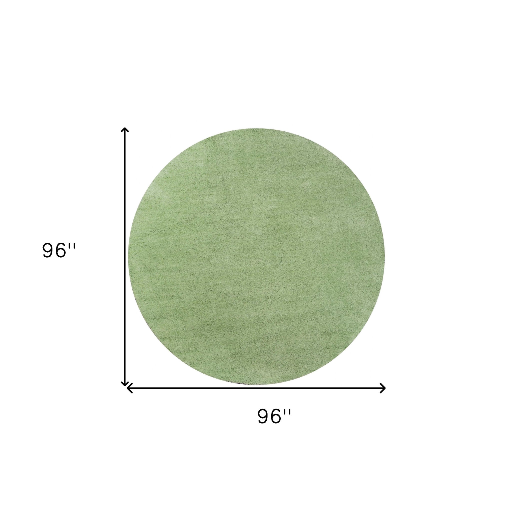 A vibrant 8-inch spearmint green round indoor shag rug, showcasing a plush texture and modern design, perfect for enhancing home decor.