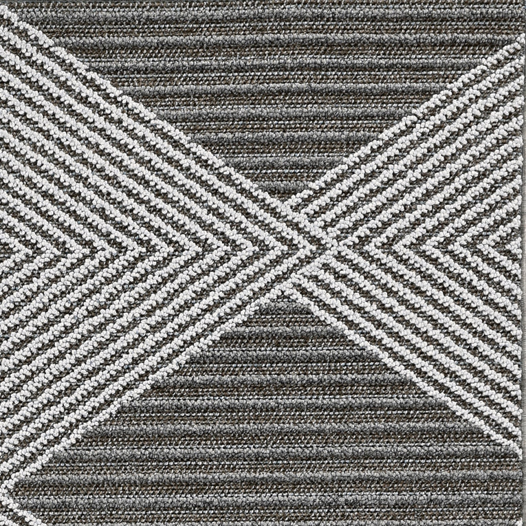 8x11 Grey or Ivory Geometric Diamonds Indoor Area Rug showcasing a contemporary diamond pattern, perfect for enhancing living spaces.