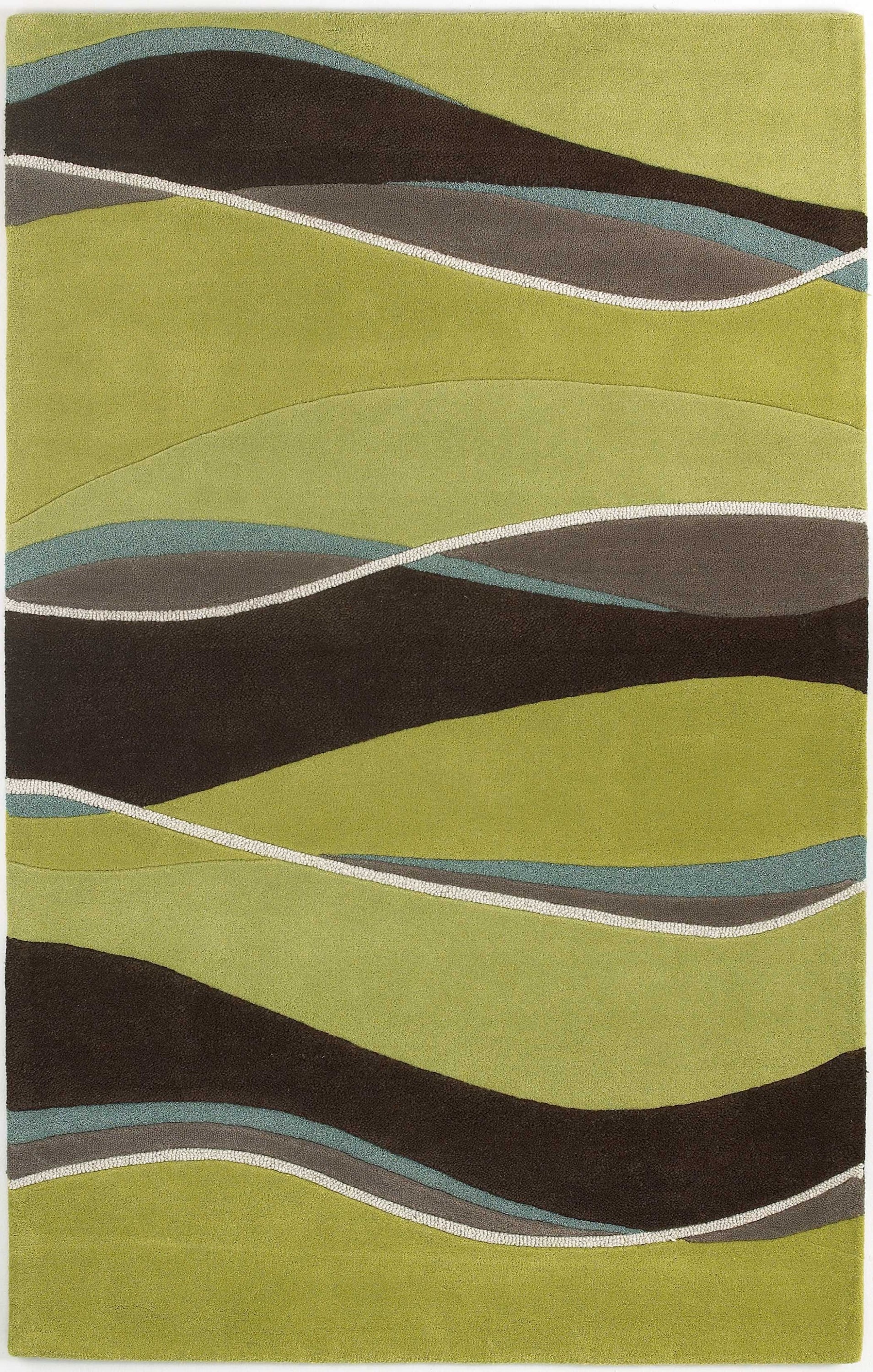 8x11 Lime Mocha Hand Tufted Abstract Waves Indoor Area Rug showcasing vibrant colors and intricate patterns, perfect for modern home decor.