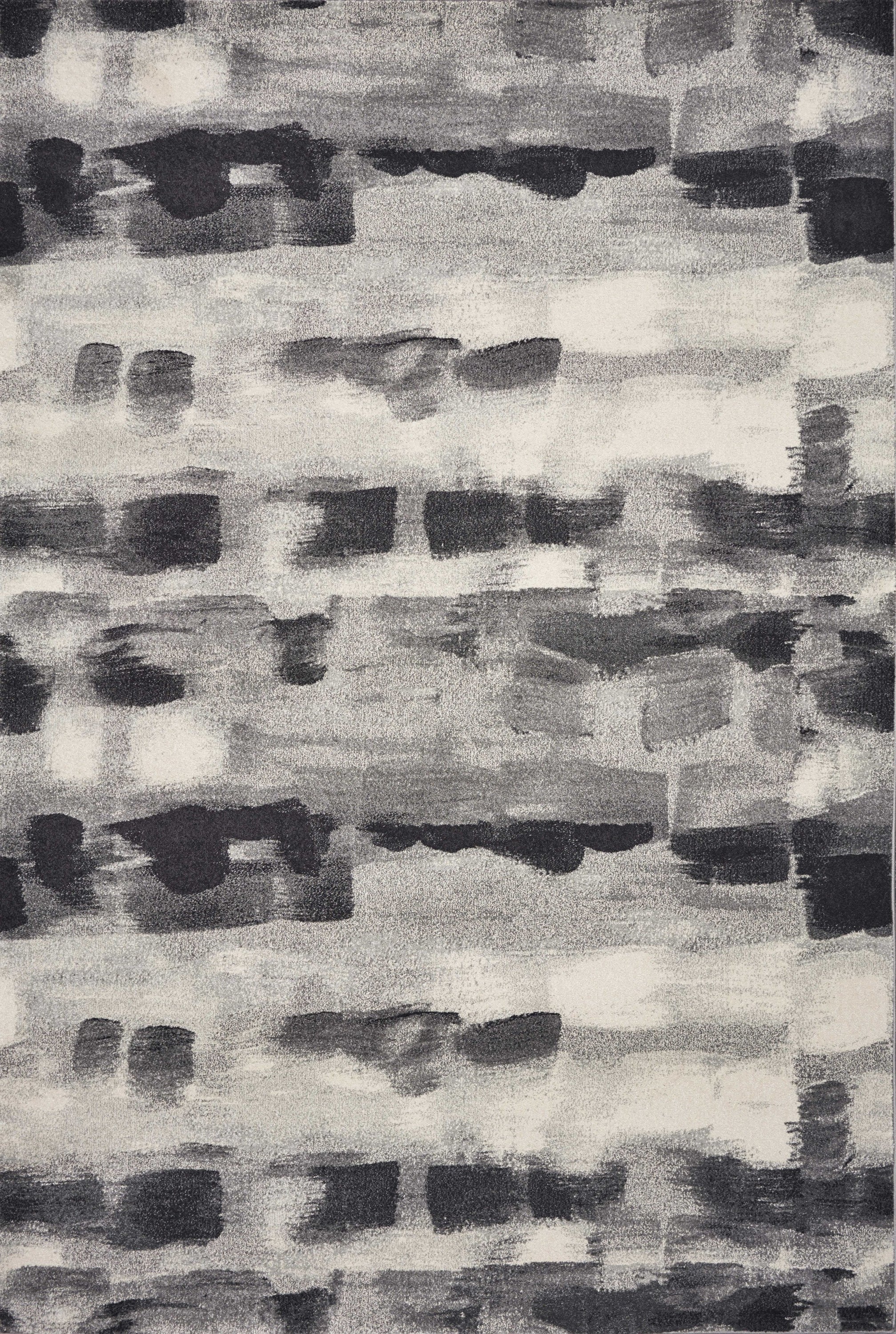 8x11 inches Shades of Grey Machine Woven Abstract Brushstroke rug showcasing a modern abstract design in grey tones.