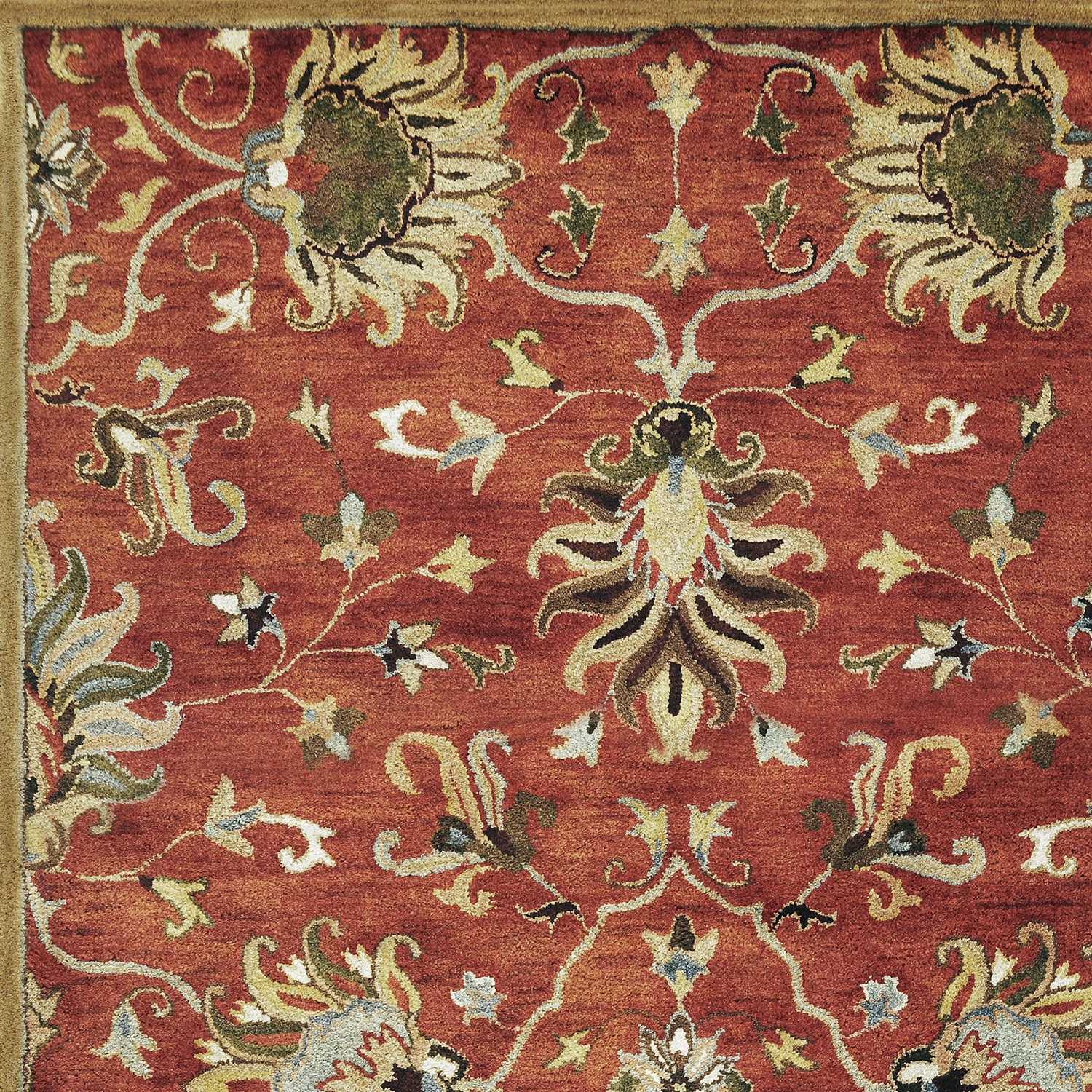 Sienna Orange Hand Tufted Traditional Floral Indoor Rug, showcasing intricate floral patterns and rich colors, perfect for enhancing home decor.