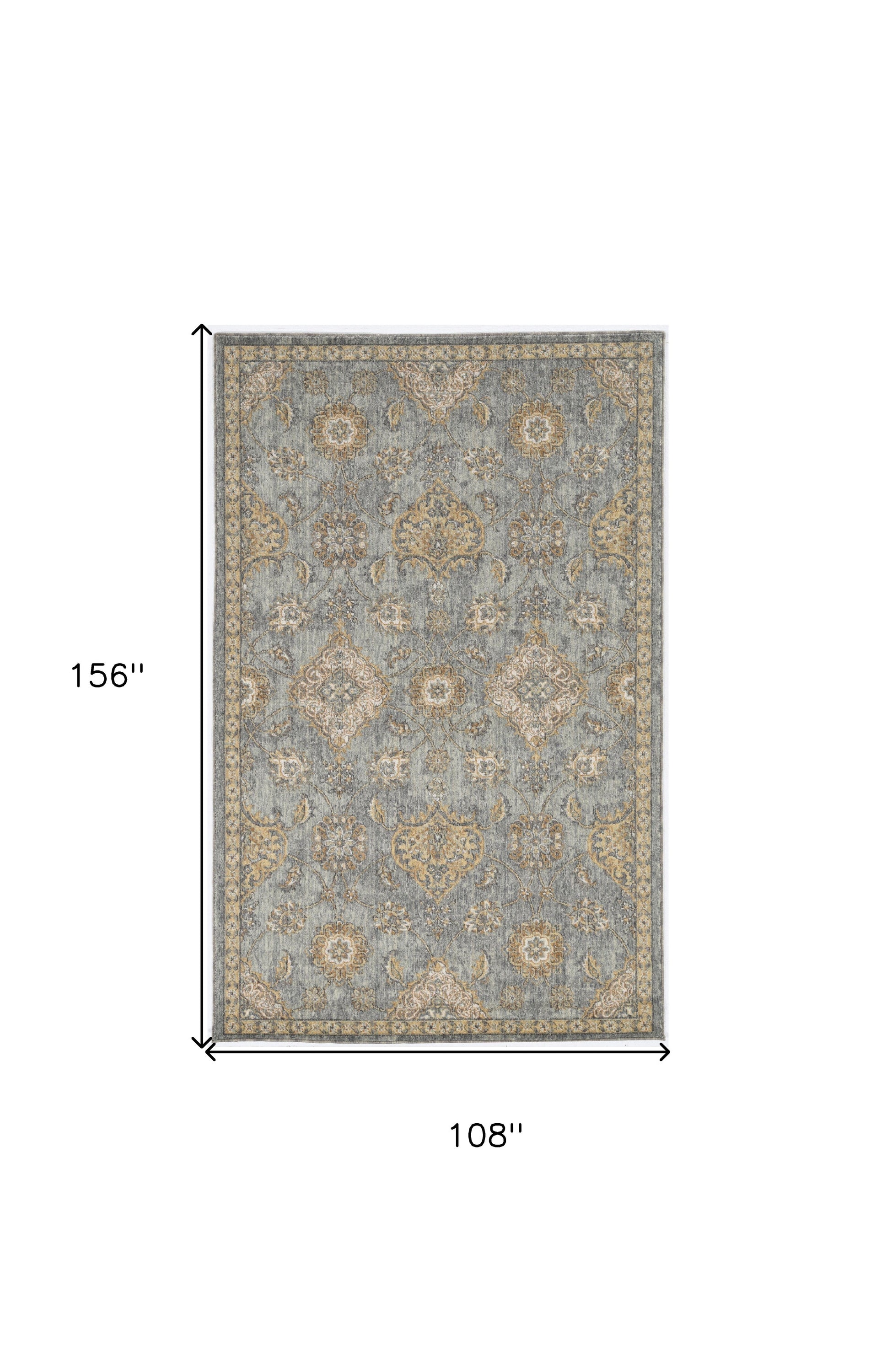 A 9x13 sage green vintage traditional indoor area rug, showcasing intricate patterns and a soft wool texture, perfect for enhancing living spaces.