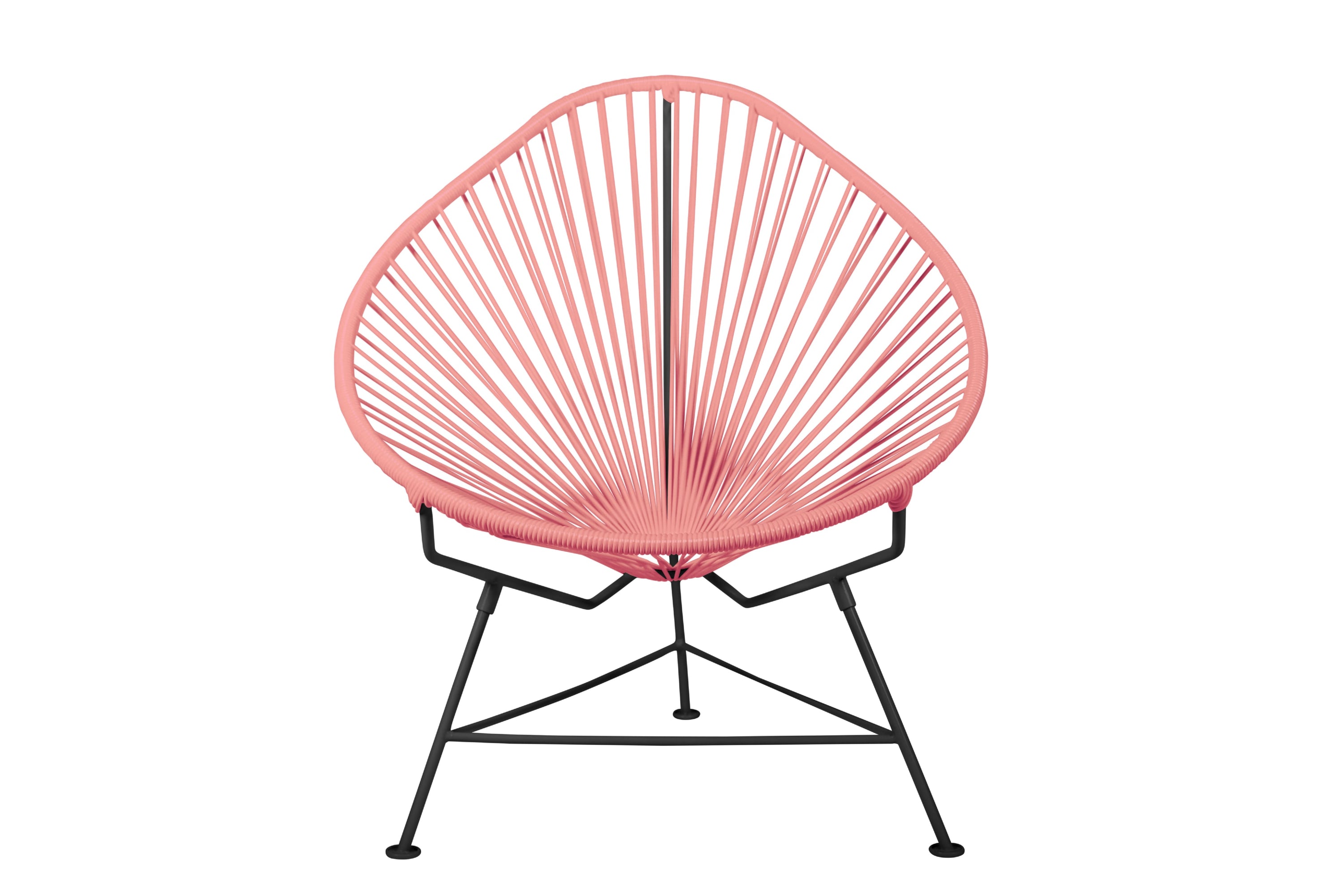 The Acapulco Chair featuring a pear-shaped design with a durable steel frame and colorful woven vinyl cord, perfect for stylish seating.