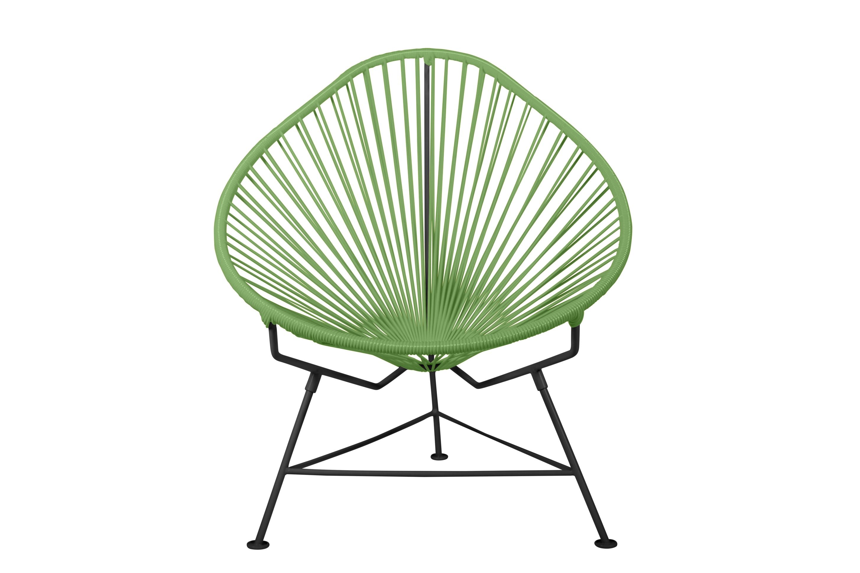 The Acapulco Chair featuring a pear-shaped design with a durable steel frame and colorful woven vinyl cord, perfect for stylish seating.