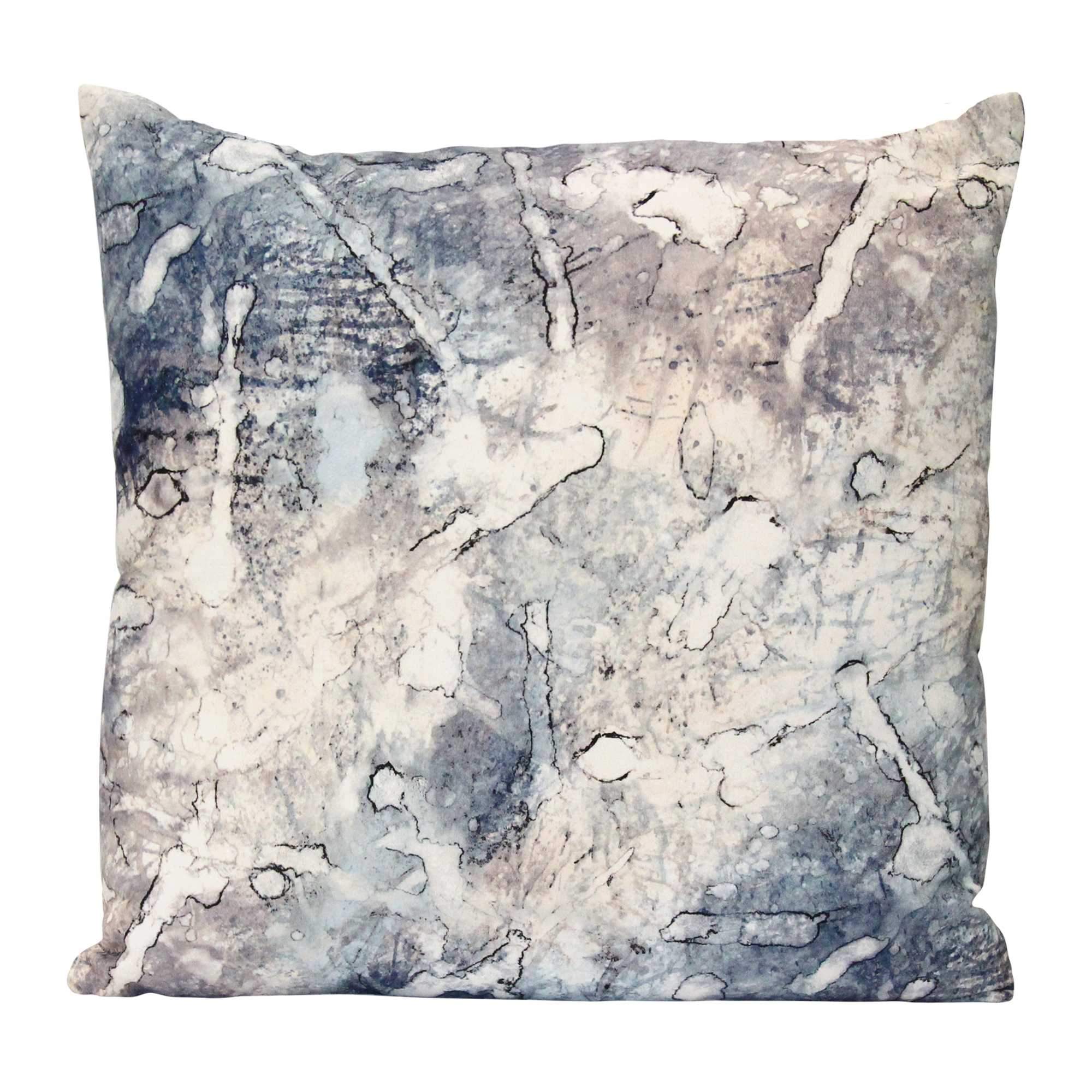 Acid Relief Watercolor Square Throw Pillow featuring abstract watercolor design in blue, gray, and blush colors, perfect for modern decor.