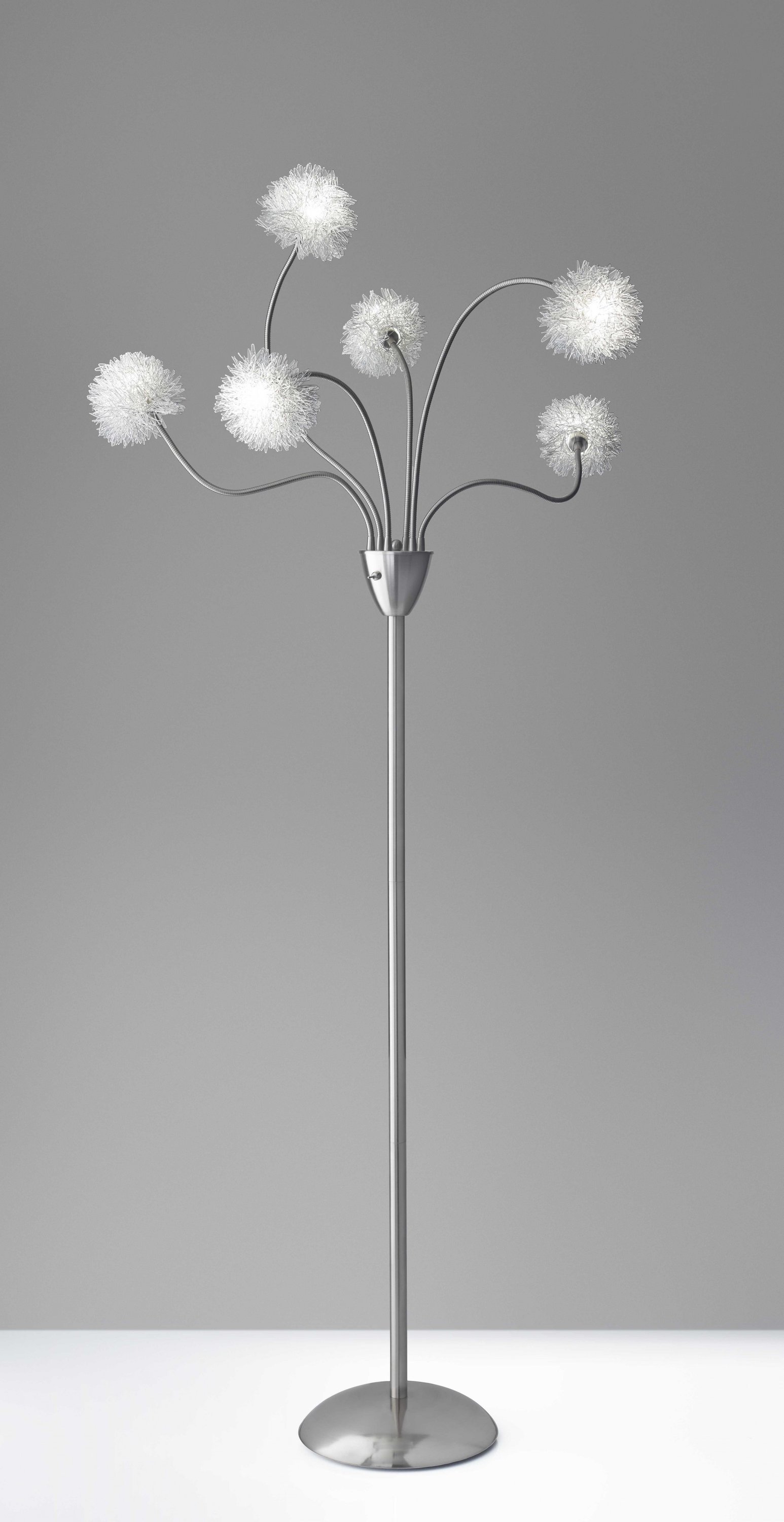 Modern floor lamp with flower bulbs.