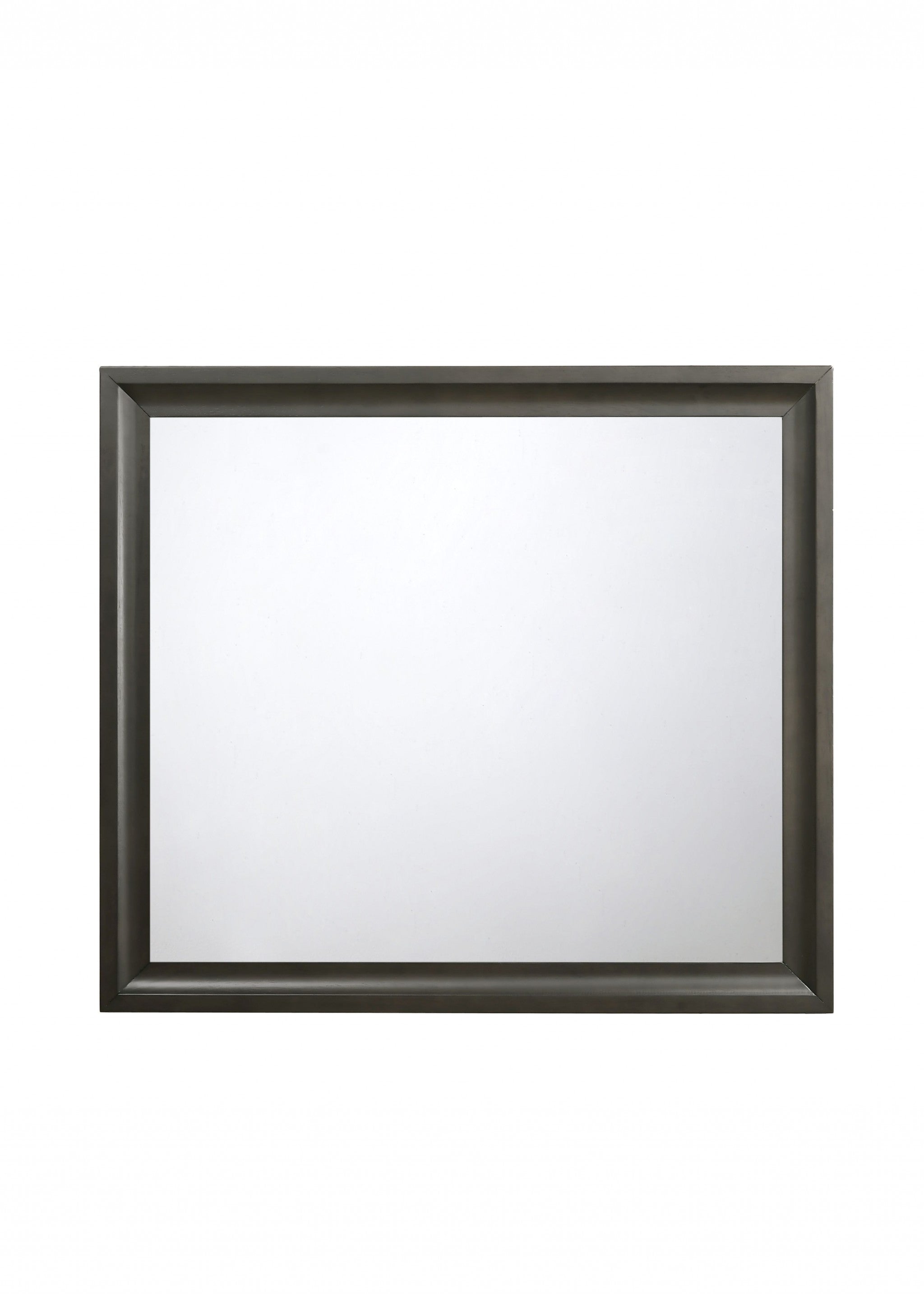 Antique Gray Wooden Rectangular Beveled Mirror with a unique beveled edge and solid wooden frame, perfect for bedrooms and dressing rooms.