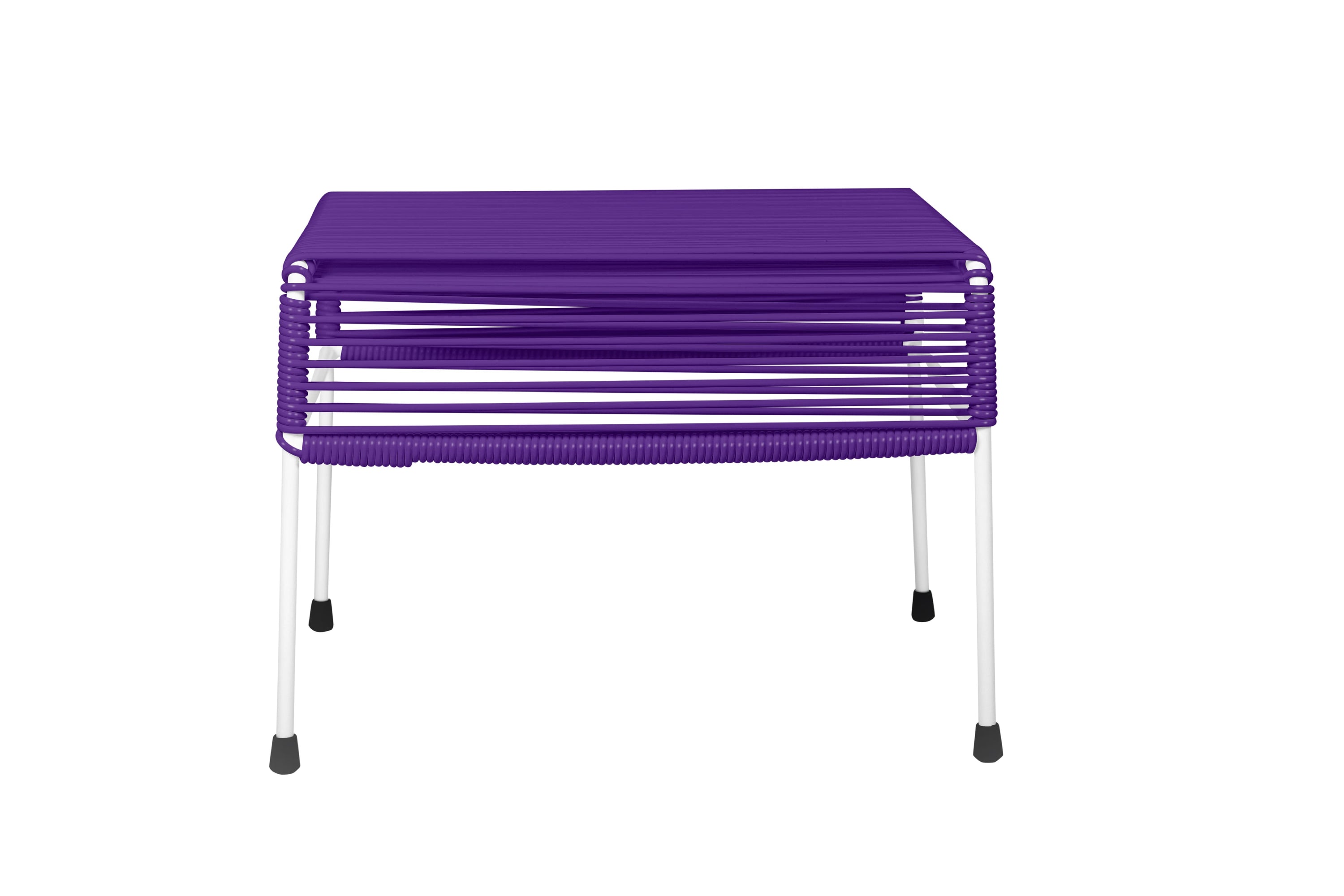 Stylish Atom Ottoman in vibrant colors with a powder-coated steel frame, perfect for indoor and outdoor use.