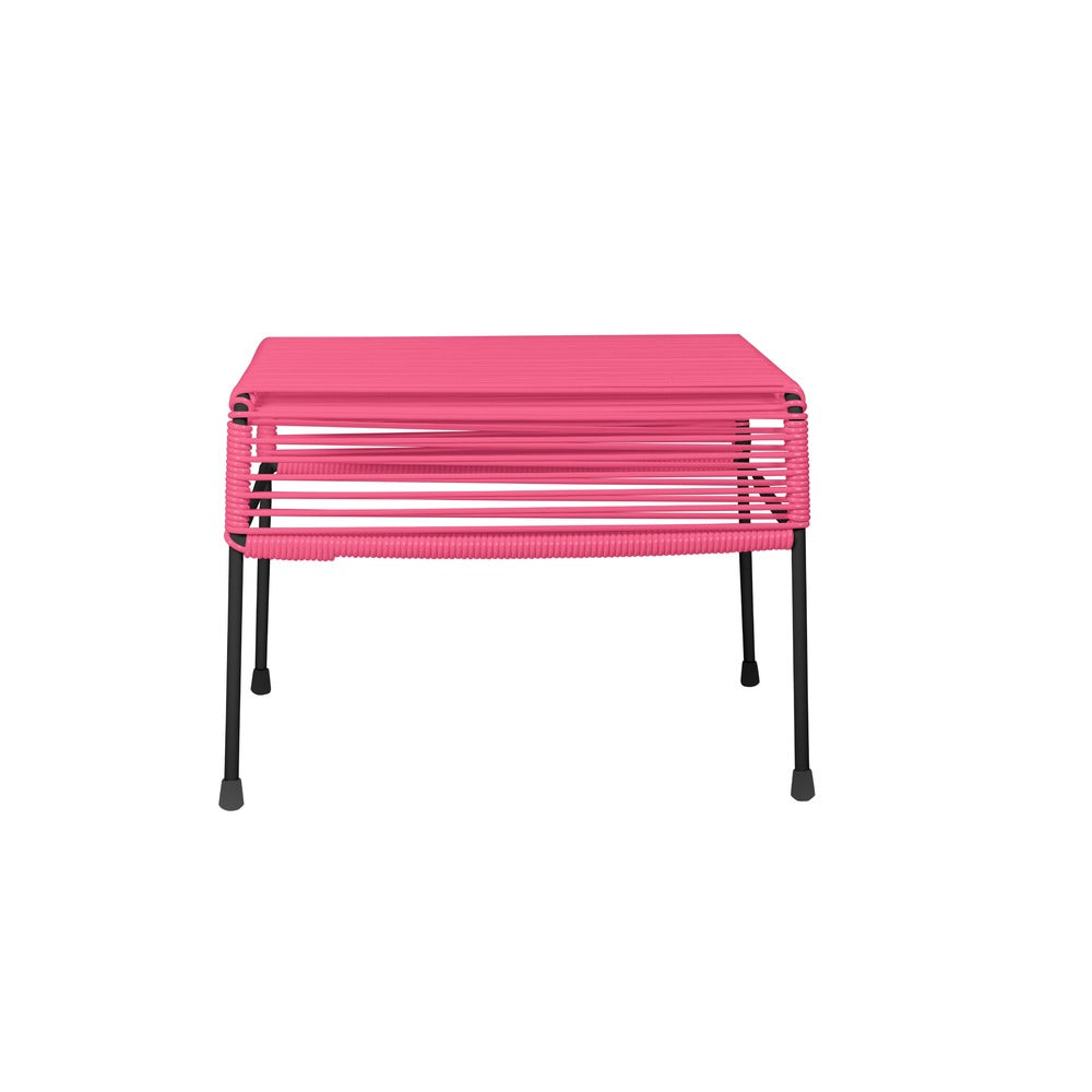 Stylish Atom Ottoman in vibrant colors with a powder-coated steel frame, perfect for indoor and outdoor use.