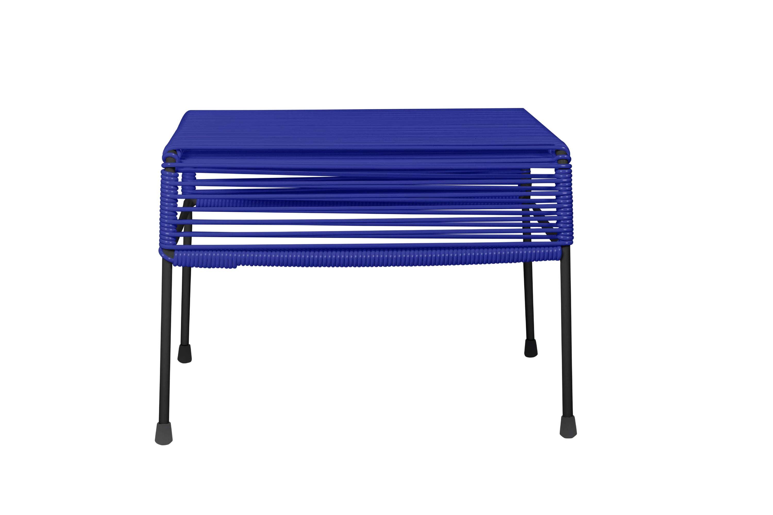 Stylish Atom Ottoman in vibrant colors with a powder-coated steel frame, perfect for indoor and outdoor use.