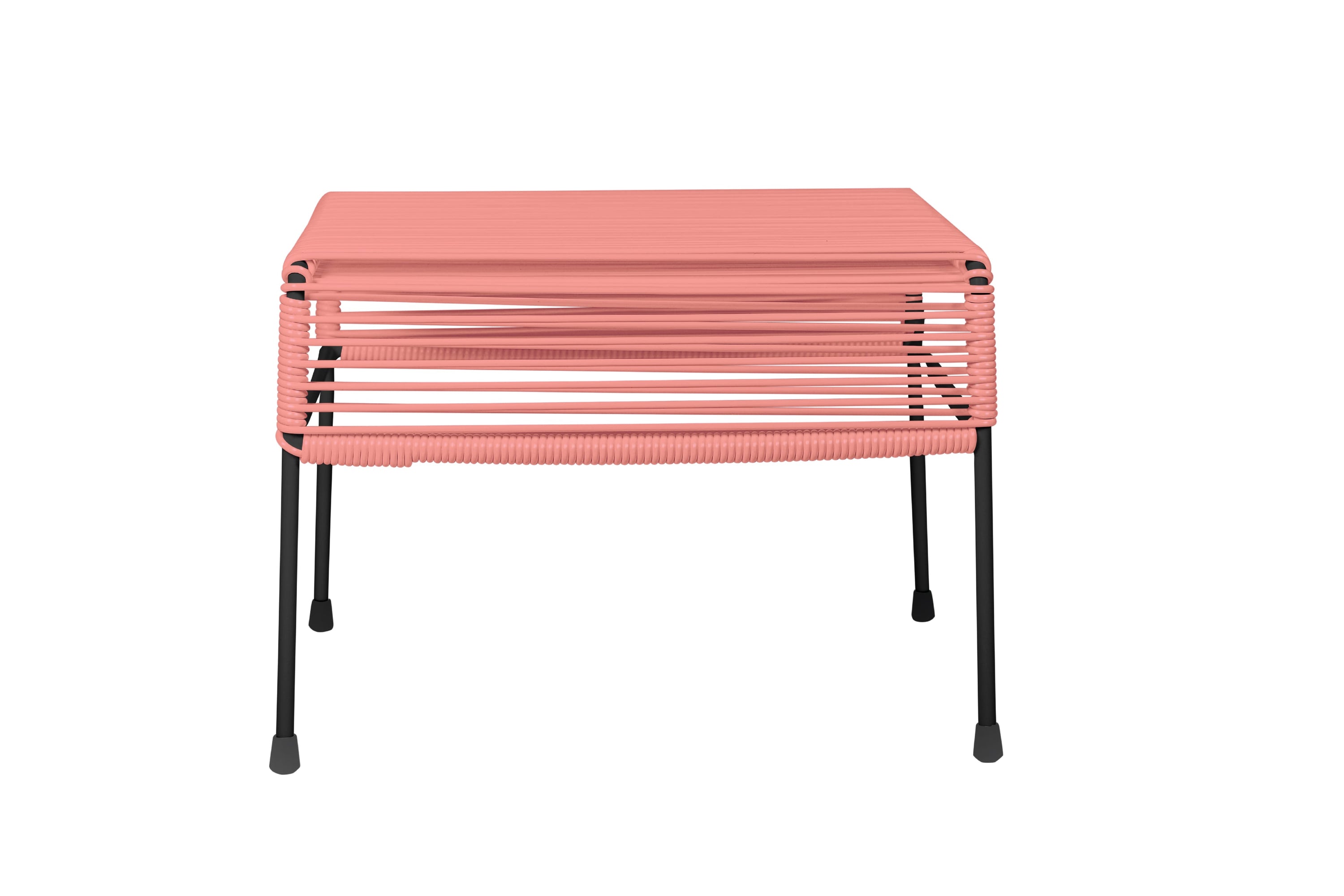 Stylish Atom Ottoman in vibrant colors with a powder-coated steel frame, perfect for indoor and outdoor use.