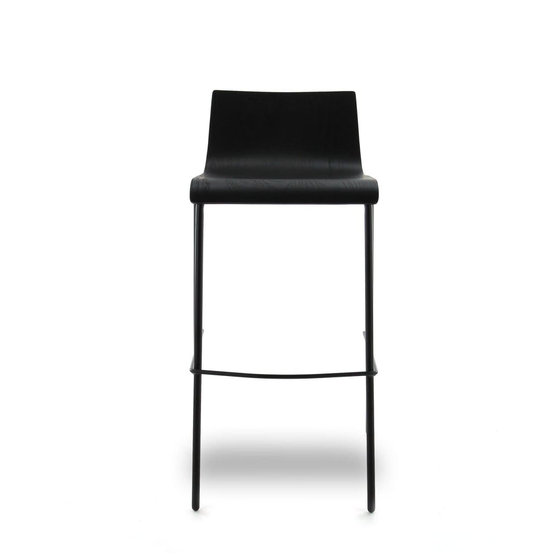 Barstool Pure Oak Black showcasing its elegant oak wood design and comfortable footrest, perfect for kitchen or bar use.