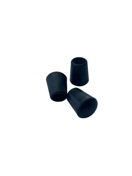 Set of four black floor protection caps designed for furniture legs, preventing scratches and damage to flooring.