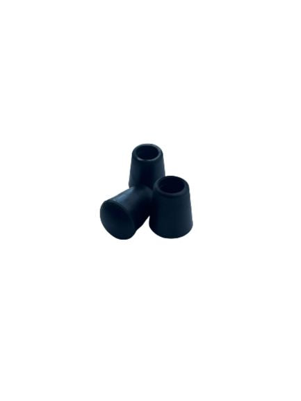 Set of four black floor protection caps designed for furniture legs, preventing scratches and damage to flooring.