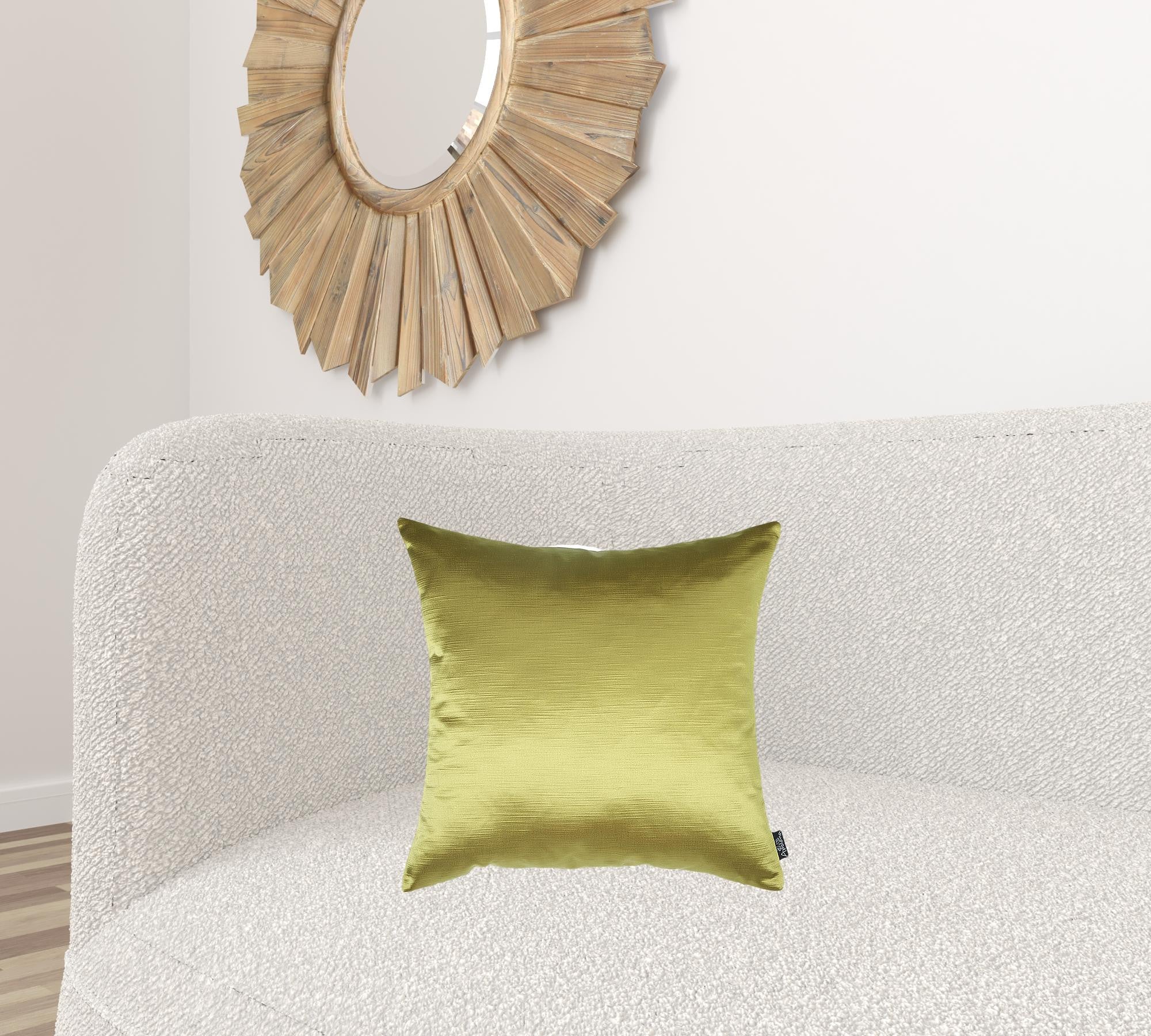 Celadon Green Decorative Throw Pillow Cover showcasing a soft textured polyester fabric with a hidden zipper closure.