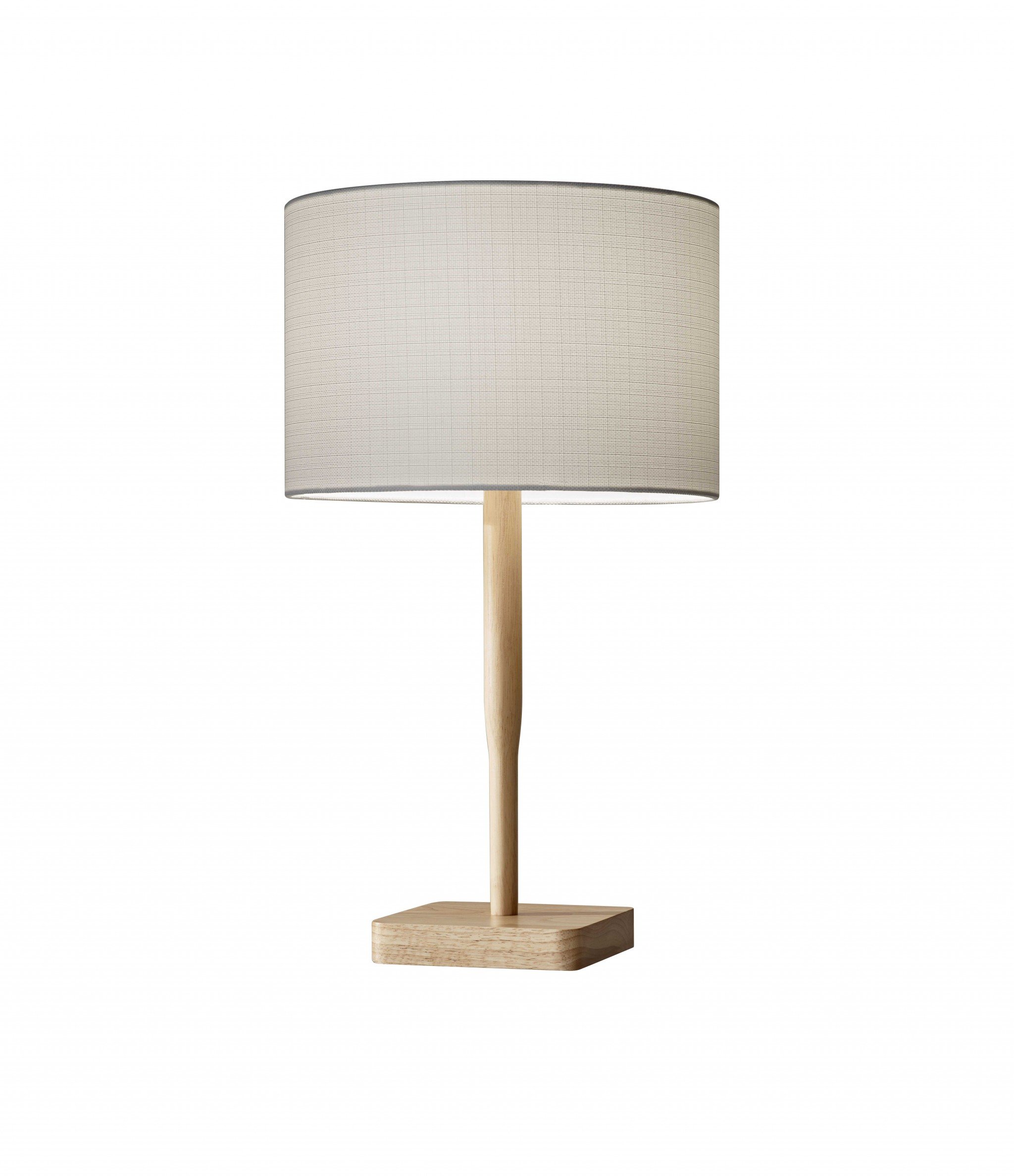 Cozy Cabin Natural Wood Table Lamp featuring natural wood grain and a textured white fabric shade, elegantly designed for any decor.