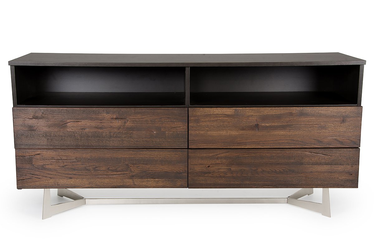 Dark Aged Oak Dresser with four drawers, showcasing a stylish design suitable for living rooms or bedrooms.