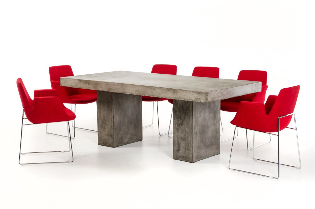 Dark Gray Concrete Dining Table showcasing modern design and sturdy construction, suitable for indoor and outdoor use.