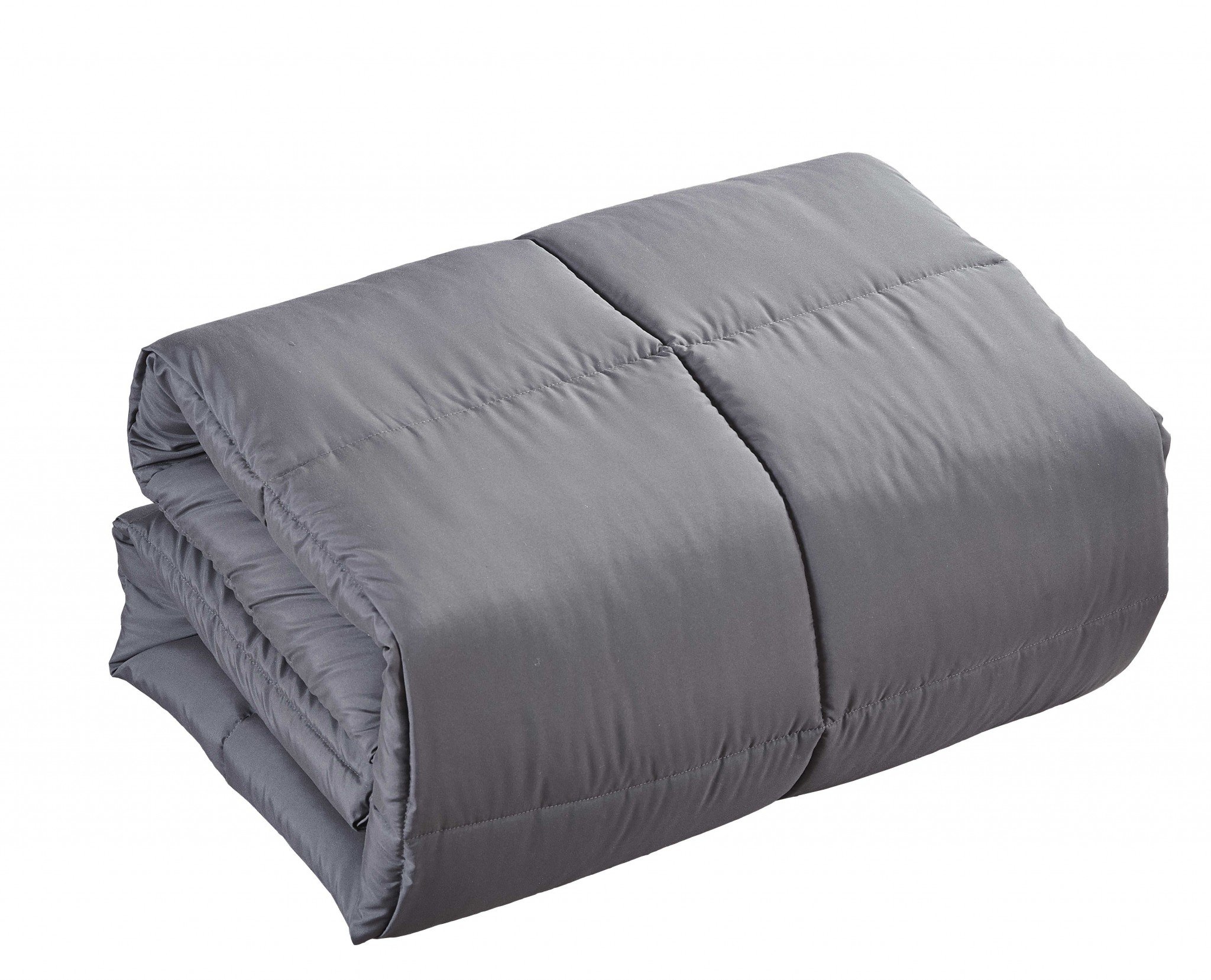 Dark gray medium warmth down alternative comforter designed for King California beds, showcasing a soft and elegant texture.