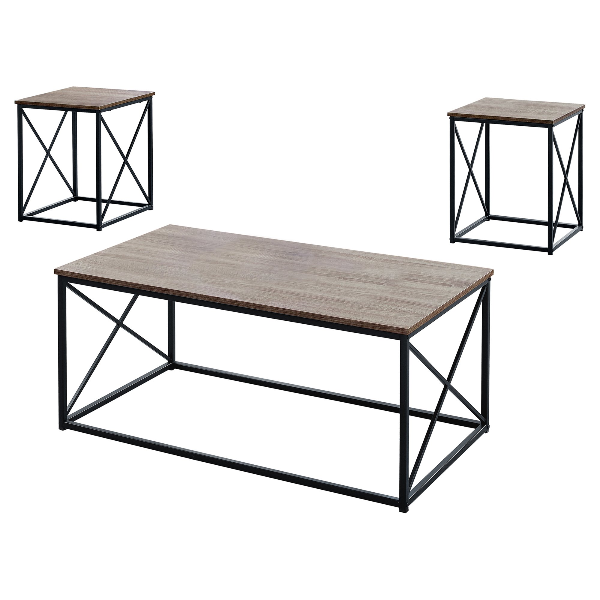 Dark taupe black metal table set featuring three stylish tables, perfect for enhancing living room decor.