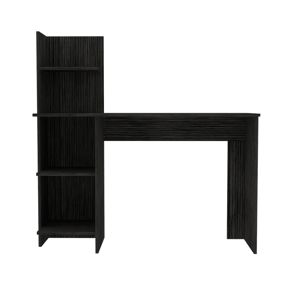 Modern Desk Wichita with four shelves in smokey oak finish, ideal for home office use.